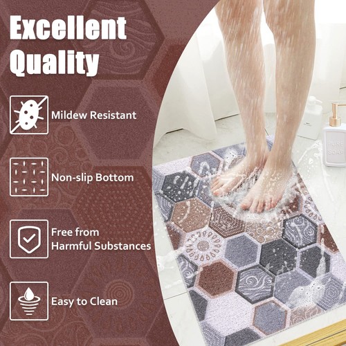 Shower Mat Non-Slip, 24x16 Inch Soft Comfort Bath Mat with Drainage Holes, PV... - Bild 7 von 8