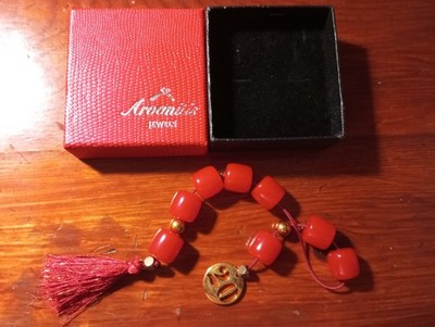 ****GREEK TRADITIONAL RED WORRY BEADS MINI KOMBOLOI BEGLERI 30cm+BOX***