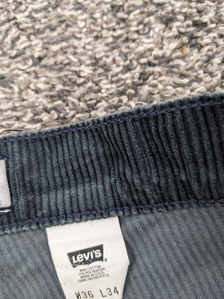 VTG 90s Levis SilverTab Pants Corduroy Loose Wide Leg Baggy Mens 36x30 USA Made - Image 4 of 4