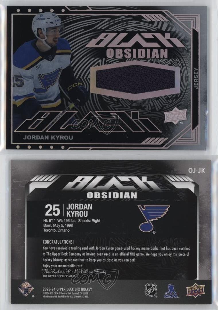 2023-24 SPx UD Black Obsidian Jerseys 39/99 Jordan Kyrou #OJ-JK 0il7 thumbnail 3