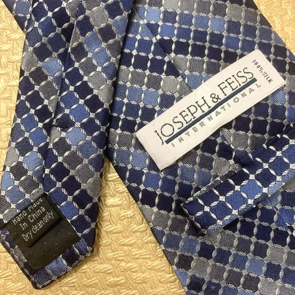 Joseph & Feiss Men’s 100% Silk Tie Designer Blues And Greys  4" Wide - Image 3 of 3