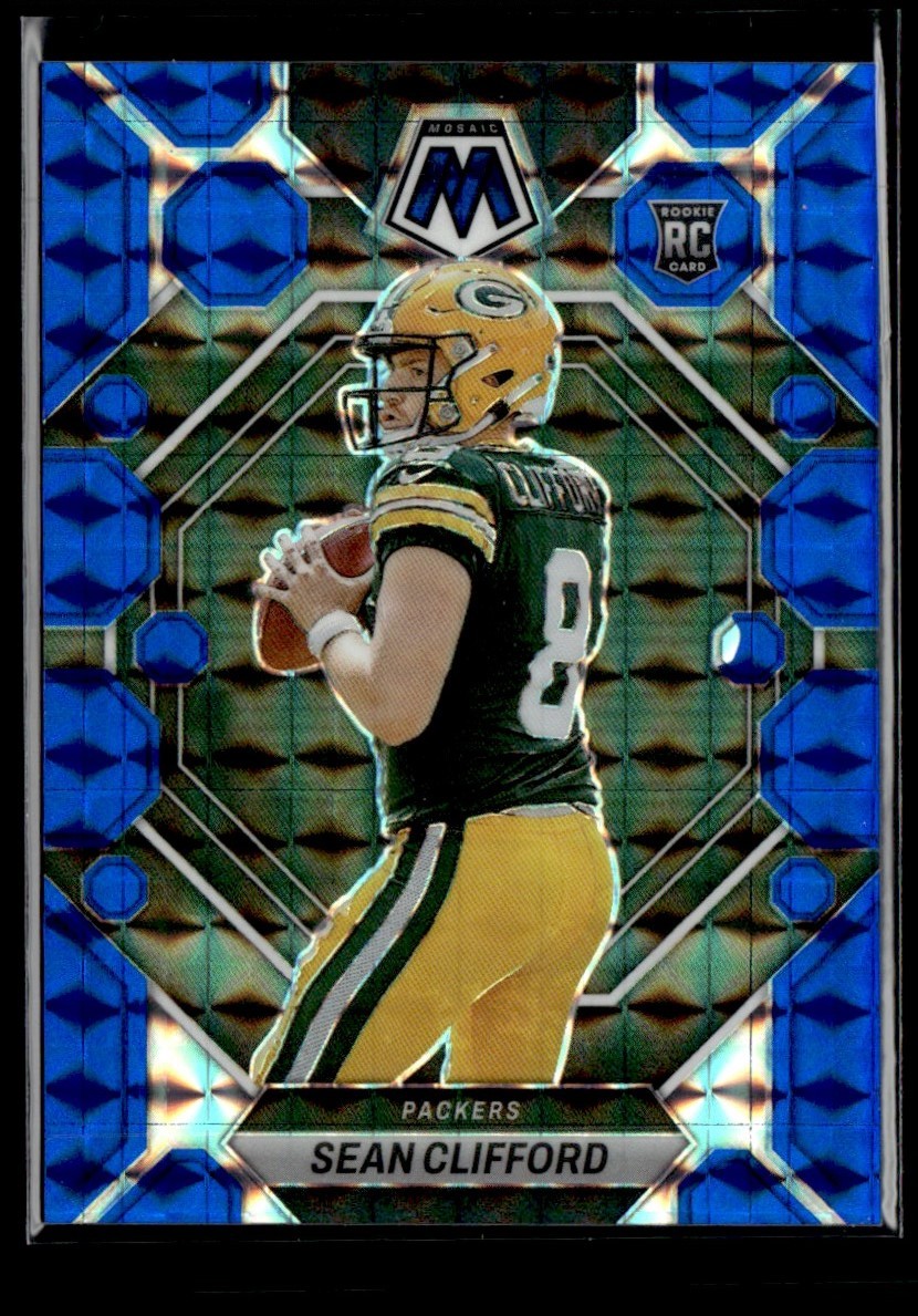 Sean Clifford 2023 Panini Mosaic Blue Prizm RC /99 #361 Green Bay Packers