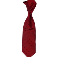 Brooks Brothers Mens Red Navy Polka Dot Silk Tie Made in USA England Fabric 58"