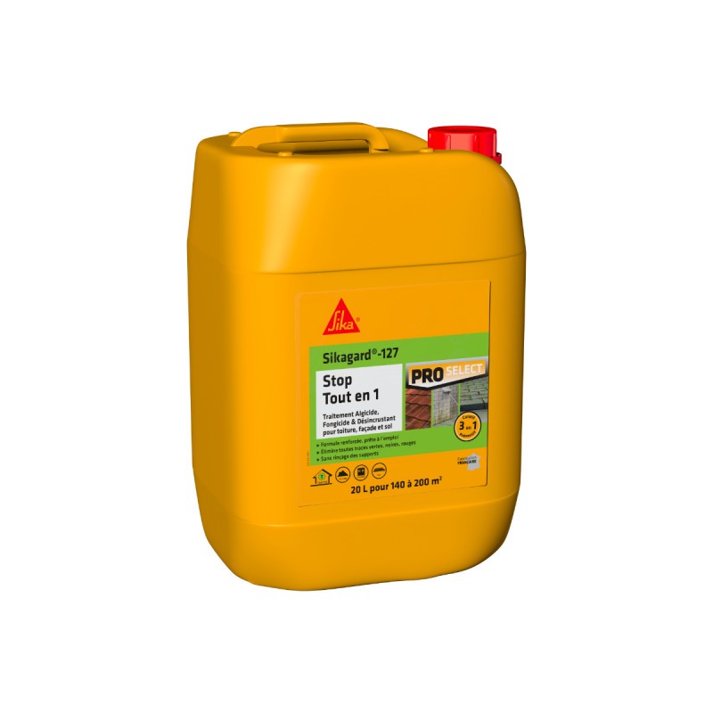Sikagard-127 Stop Tout en 1 Sika nettoyant anti-mousse façades enduites et tuiles 20L