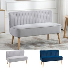 Modern Double Seat Sofa Compact Loveseat sofa Padded Velvet Wood Legs