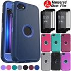 For iPhone SE 2022/SE 2020 Shockproof Rubber Phone Case Cover / Tempered Glass