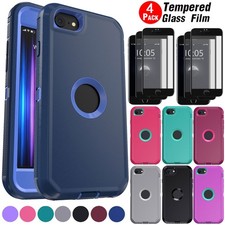 For iPhone SE 2022/SE 2020 Shockproof Rubber Phone Case Cover / Tempered Glass