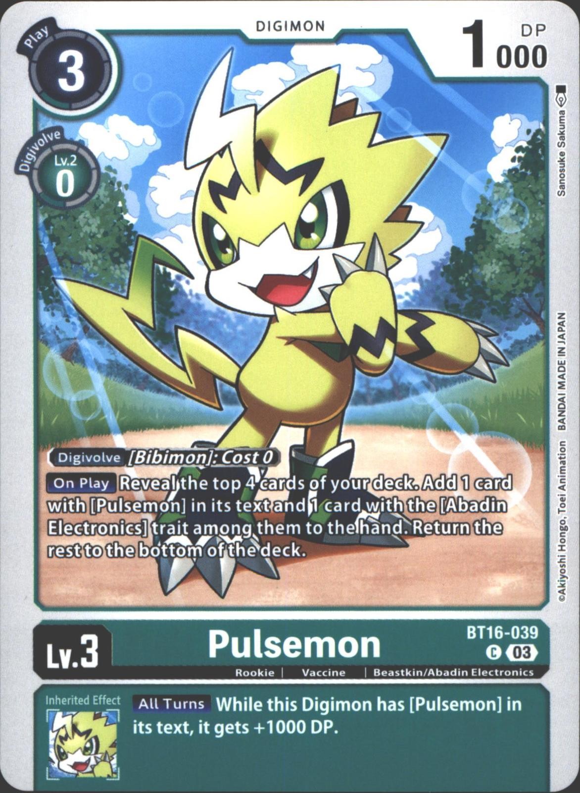 Pulsemon BT16-039 C Common Beginning Observer Digimon Near Mint