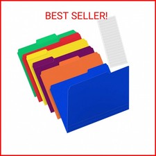 Sooez 6 Pack Plastic File Folders Colored with Sticky Labels, Heavy Duty Plastic
