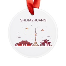 Shijiazhuang China Skyline - Round Acrylic Ornament - Personalized Holiday Gift