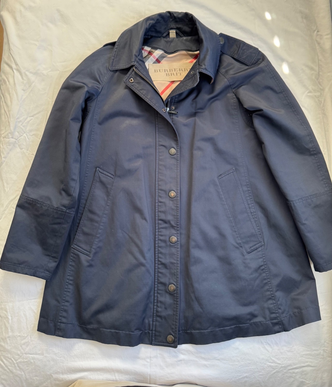 Burberry Brit Bowpark Jacket Womens 10 Navy Blue Rain… - Gem