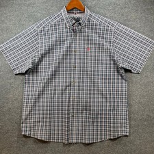 Ariat Pro Series Button Down Shirt Men's XL Blue/Red Plaid SS Western Cowboy