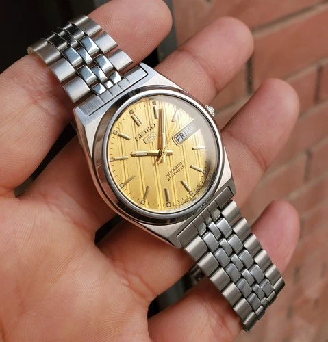 Seiko Golden Linen Textured Sunburst Dial Retro Ultra Rare Vintage Automatic JDM