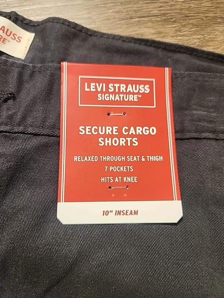 Pantalones Cortos Levi Strauss Signature Para Hombre Talla 34 Carga Segura Negros 10" Entrepierna (A1) Foto 2 de 4
