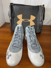 Under Armour Mens Baseball Cleats Gray Camo High Top Size 12 With Box