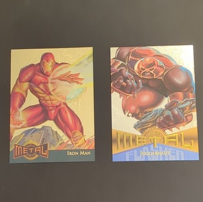 Fleer Marvel Metal 1995 Iron Man Gold Blaster & Juggernaut Flaser Card