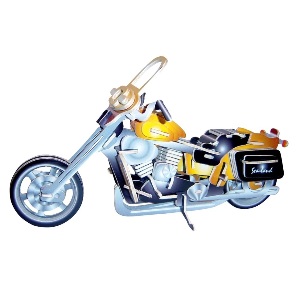 AXTOM Chopper II - farbig - 3 D Holzbausatz Motorrad Fahrzeug Bausatz Holz Steckpuzzle