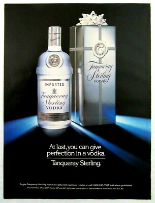 1989 TANQUERAY STERLING Vodka Ad - At Last, You Can Give Perfection In A Vodka