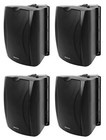 4) Rockville Wet-6B 70V 6.5" Ip55 Black Commercial Indoor/Outdoor Wall Speakers