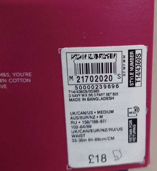 BNWT MARKS & SPENCERS x3 Blue Striped Hipster Cotton Underwear Size M