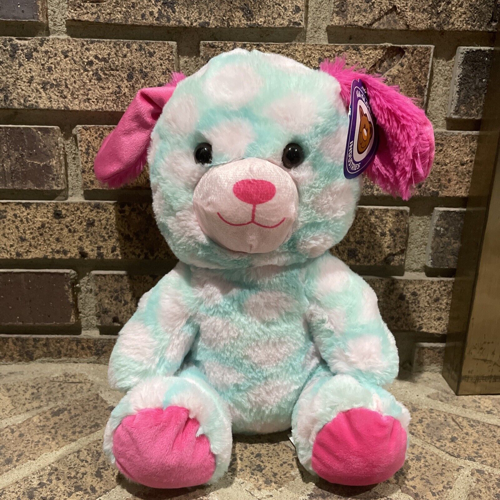 2022 A & A Global Industries Dog Plush Blue and Pink 12” NWT
