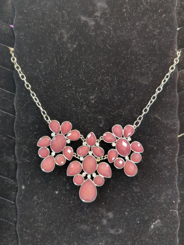 "Angel Mist" Necklace By Premier Design Jewelry Pink Floral Runway Statement - Image 3 of 4