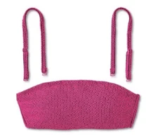 Tabitha Brown x Target Bikini Top XXS Bandeau Pink Black Pucker NWT