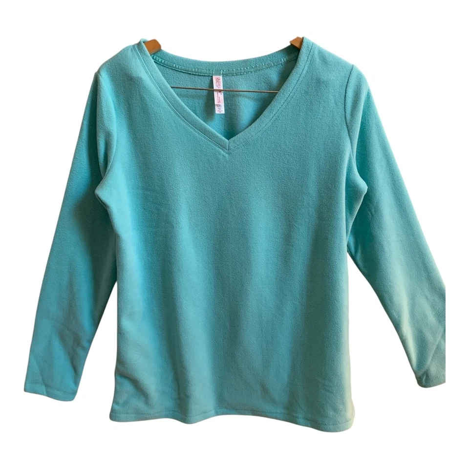 Pijama feminino Gilligan O'Malley tamanho grande veludo azul pelúcia floco de neve 2 peças PJs - Imagem 2 de 4