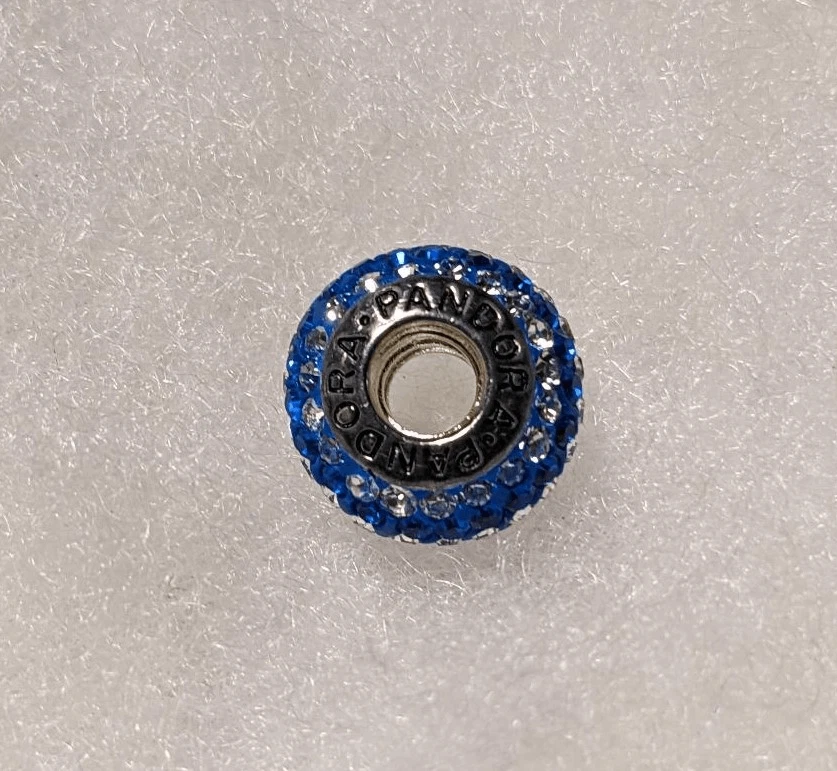 Nuevo Pandora Azul Oscuro y Blanco Rayas Estrás Cuentas - ¡¡HERMOSO!!! Foto 3 de 3