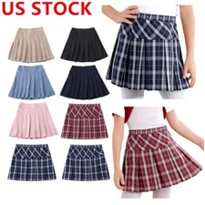 Kids Girls Skater Skirts Pleated Mini Tennis Skirt School Uniform Casual Wear