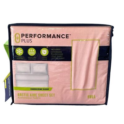 Performance Plus Arctic Air Full Sheet Set Activewear Fabric Light Pink NEW
