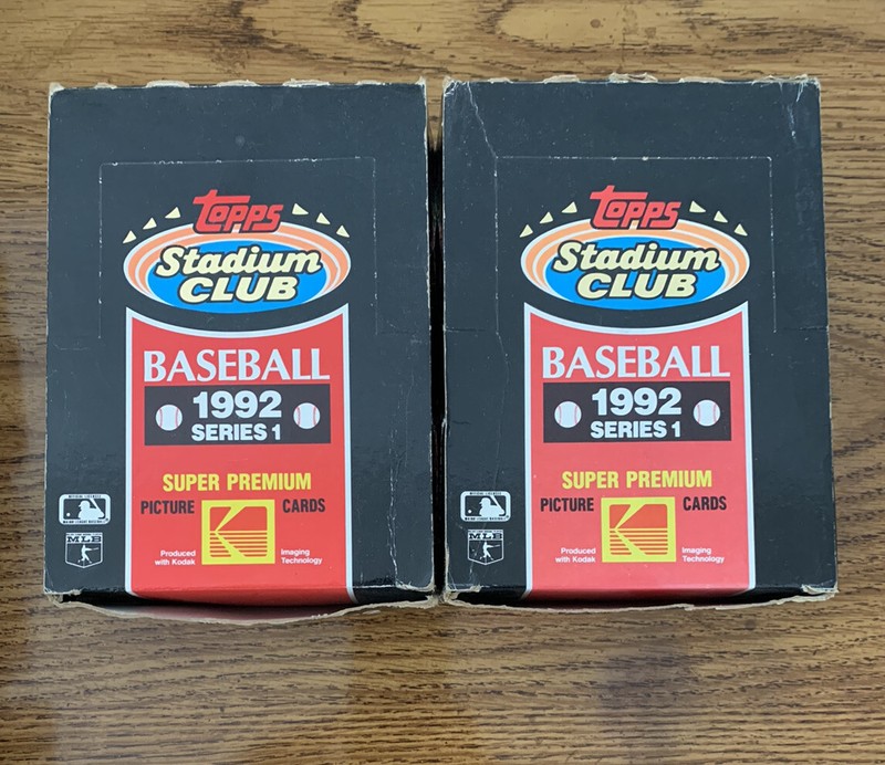 🔥(2) 1992 Topps Stadium Club MLB Baseball Series 1 Hobby Boxes (36 Packs)🔥