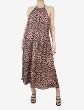 Zimmermann Midi Halter Dress Animal Leo Print Tent Sleeveless Brown Black 3 10 M