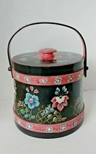 Firkin Sugar Bucket Tole Folk Art Painted Primitive Country 