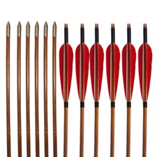12 Stück 33zoll Bambus Pfeile Jagd Recurve Bogenpfeil Bogenschießen Türkei Feder