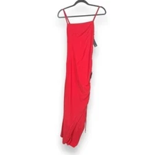 Lulus Maxi Dress Women's Size XS Red Cocktail Glam Asymmetrical Side Slit Hoco