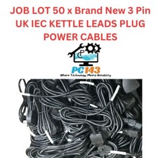 JOB LOT 50 x Brand New 3 Pin UK IEC KETTLE LEADS PLUG POWER CABLES
