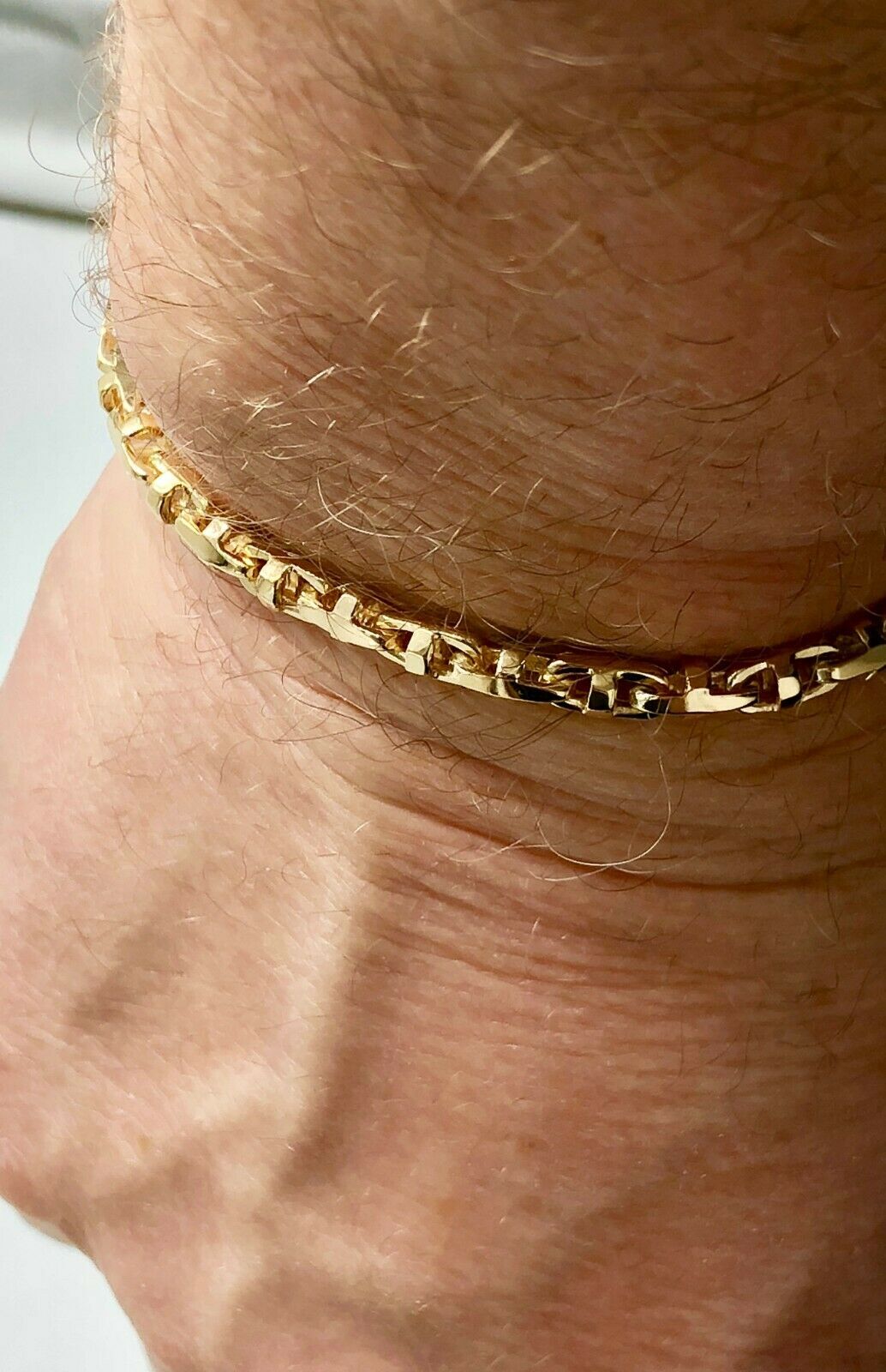 10k Solid Yellow Gold Anchor Mariner Bullet Link Bracelet 4 MM 12 grams