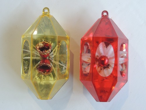 Set 5 Vintage Jewel Brite Plastic Diorama Christmas Ornaments Bells Original Box - Picture 8 of 11