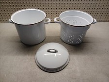 Juego de 3 OLLA COLADORA de metal blanco utensilios de cocina cocina cocina colar pasta