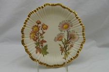 Royal Worcester Blush Antique Scallop Gold Edge Dessert Plate Daisy Flower1890