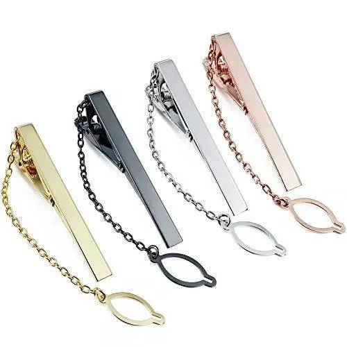  Tie Clips Set, Men 4Pcs Regular Tie Bar Tie Slide