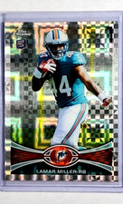 2012 Topps Chrome X-Fractor #38 Lamar Miller RC Rookie Miami Dolphins Card. rookie card picture