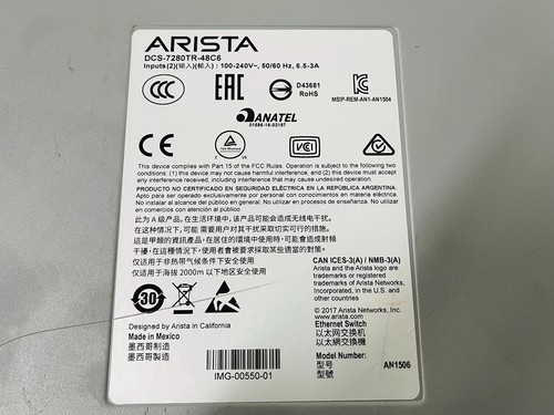 Arista DCS-7280TR-48C6-R 48x 10G RJ45 & 6x 100G QSFP28 Switch F-to-R 2x AC PSU - 第 6/7 張圖片