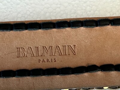 Balmain Black & Gold Lion Head Leather Belt – Luxe Designer  display picture 1