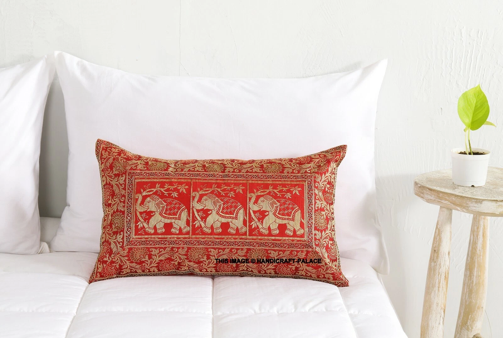 Indian Bohemian Mandala Silk Brocade Ethnic Cushion Pillow Covers Elephant 20"