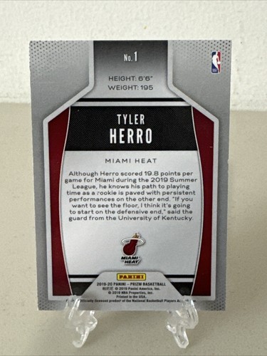2019-20 Panini Prizm TYLER HERRO Silver Instant Impact Prizm Card # 1 MAMI HEAT - Photo 6/10