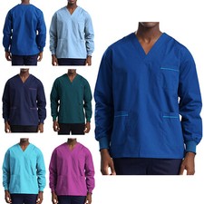 Men Healthcare Medical Uniform Professionals Scrub Top Knit Workwear Unisex Rib
