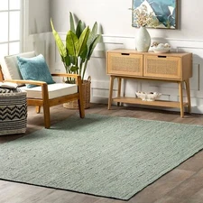 Modern Jute Rug Carpet Sea Green Braided Farmhouse Area Rug Living Room