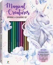 NEW Magical Creatures Colouring  Drawing Kit 10 Metallic Pencils Kids Fun Gift 